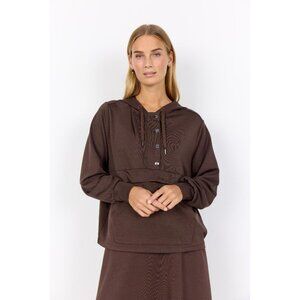 NWT SOYA CONCEPT Banu 263 Chocolate Cocoa Brown Kangaroo Sweater Hoodie